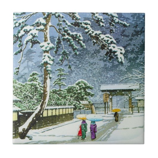 Cooler orientalischer japanischer Watercolor Fliese (Vorderseite)