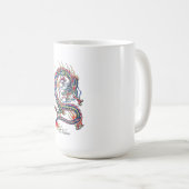 Cooler orientalischer roter Drache mit Kaffeetasse (VorderseiteRechts)