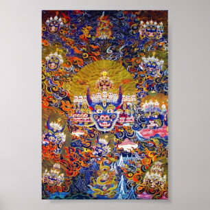 Cooler orientalischer Tangka Yamantaka Todesgottät Poster