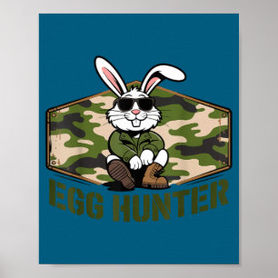 Cooler Osterhase Ei Jäger Camo Militär lustig Poster