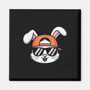 Cooler Osterhase mit Hutsonnenjungen Kinder Magnet