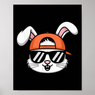 Cooler Osterhase mit Hutsonnenjungen Kinder Poster