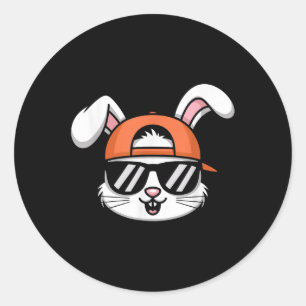 Cooler Osterhase mit Hutsonnenjungen Kinder Runder Aufkleber