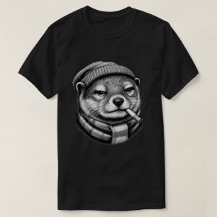 Cooler Otter in Beanie-Winterschal Vintage-Kunst T-Shirt