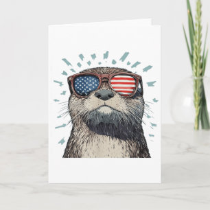 Cooler Otter mit kühnen Amerika-Schattierungen _1 Karte