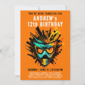 Cooler Paintball Spritzer Orange Party Einladung (Vorderseite)