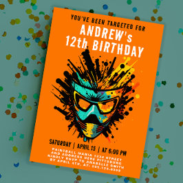 Cooler Paintball Spritzer Orange Party Einladung