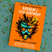 Cooler Paintball Spritzer Orange Party Einladung