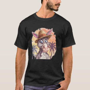 Cooler Palmbaum-Donkey mit Beachhut-Kostüm T-Shirt