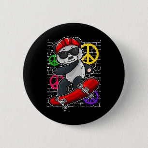 Cooler Panda Bär fährt Skateboard  Button