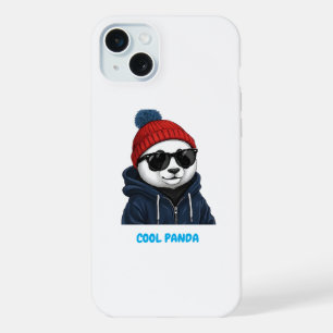 Cooler Panda mit Brille und Beanie iPhone 15 Plus Hülle