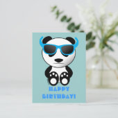 Cooler Panda mit Sonnenbrille | Happy Birthday Blu Postkarte (Stehend Vorderseite)