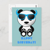 Cooler Panda mit Sonnenbrille | Happy Birthday Blu Postkarte (Vorne/Hinten)
