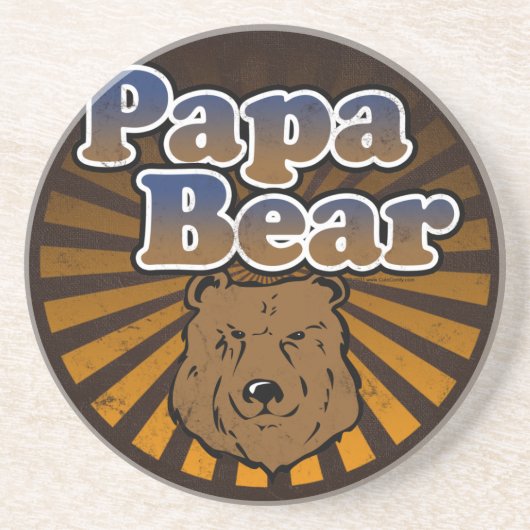 Cooler Papa-Bär, Brown/Blau/GoldVater-Geschenk Sandstein Untersetzer (Vorne)