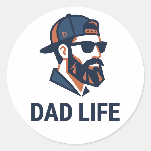Cooler Papa mit Sonnenbrille Runder Aufkleber (Vorderseite)