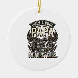 Cooler Papa Motorrad Vintage Biker Keramik Ornament