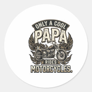 Cooler Papa Motorrad Vintage Biker Runder Aufkleber
