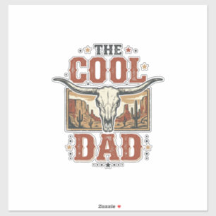 Cooler Papa Western Longhorn Schädel Vintage-Shirt Aufkleber