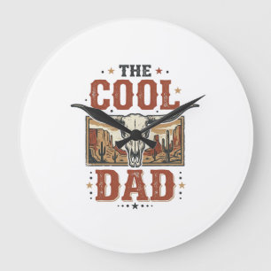 Cooler Papa Western Longhorn Schädel Vintage-Shirt Große Wanduhr
