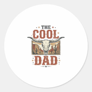 Cooler Papa Western Longhorn Schädel Vintage-Shirt Runder Aufkleber