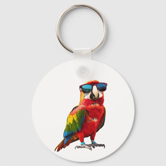 Cooler Papagei mit Sonnenbrille Schlüsselanhänger (Vorderseite)