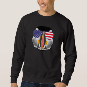 Cooler Papageientaucher mit USA-Flagge-Sonnenbrill Sweatshirt