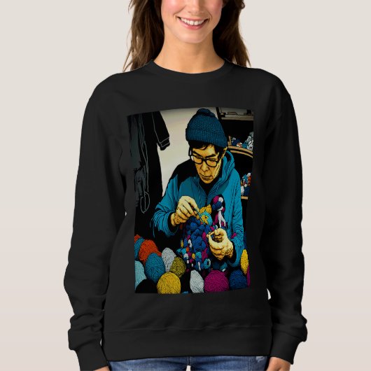Cooler Patchwork-Vater Pop Crocheter-Vater 2 Sweatshirt (Vorderseite)