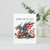 Cooler Patriotischer Drache Feiertagspostkarte (Stehend Vorderseite)