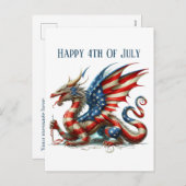 Cooler Patriotischer Drache Feiertagspostkarte (Vorne/Hinten)