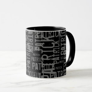 cooler personalisierter Name schwarze Mustertypogr Tasse