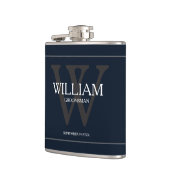 Cooler Personalisierter Trauzeuge Name Navy Blue F Flachmann (Links)