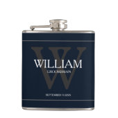 Cooler Personalisierter Trauzeuge Name Navy Blue F Flachmann (Vorderseite)