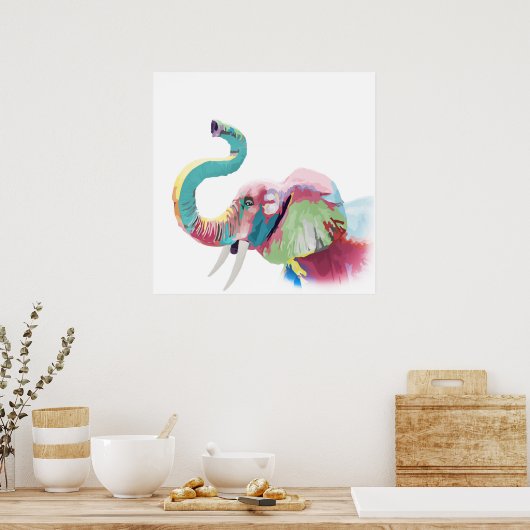 Cooler phantastischer, bunter, lebendiger Elefant Poster (Küche)