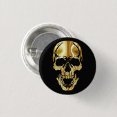 Cooler Phantastischer Great Black Gold Skull Button (Vorne & Hinten)