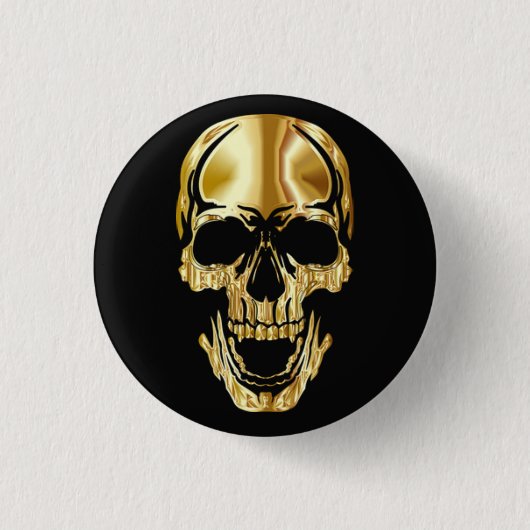 Cooler Phantastischer Great Black Gold Skull Button (Vorderseite)