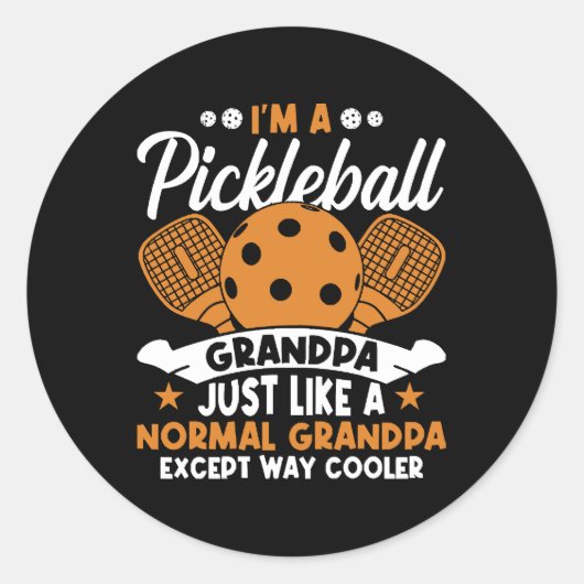 Cooler Pickleball-Großpapper Runder Aufkleber (Vorderseite)