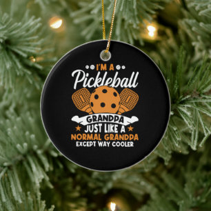 Cooler Pickleball-Opa-Spieler Keramik Ornament