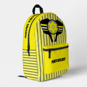 Cooler Pickleball-Spieler mit gelbem Streifen Bedruckter Rucksack