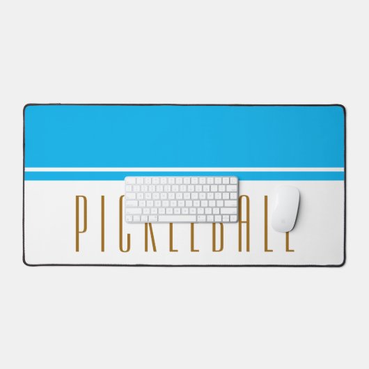 Cooler Pickleball Text Sky Blauer Weißer Farbblock Schreibtischunterlage (Tastatur & Maus)