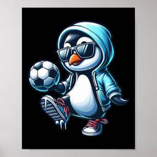 Cooler Pinguin Fußballspieler Mit Sonnenbrille Poster