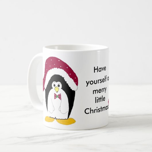 Cooler Pinguin in einem Red Hat Kaffeetasse (Vorderseite Links)