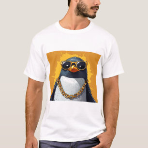 Cooler Pinguin in Sonnenbrille mit Hintergrund T-Shirt