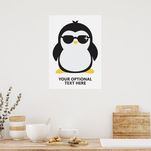 Cooler Pinguin mit benutzerdefiniertem Text Poster (Küche)