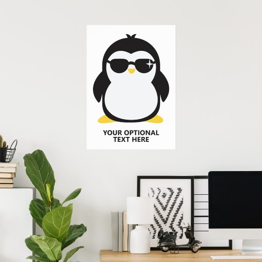 Cooler Pinguin mit benutzerdefiniertem Text Poster (Heimbüro)