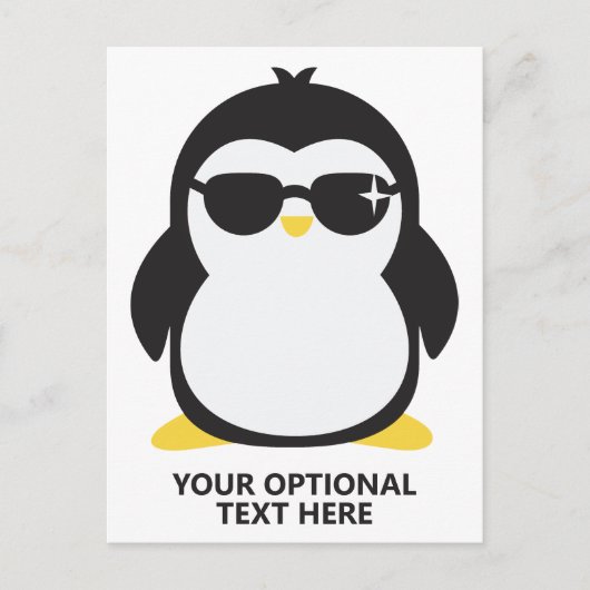 Cooler Pinguin mit benutzerdefiniertem Text Postkarte (Vorderseite)