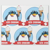 Cooler Pinguin mit Eiscreme Geschenkpapier (Flach)