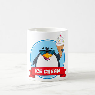 Cooler Pinguin mit Eiscreme Kaffeetasse