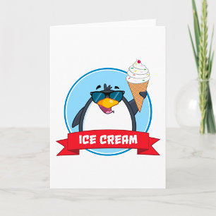Cooler Pinguin mit Eiscreme Karte