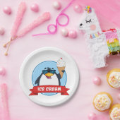 Cooler Pinguin mit Eiscreme Pappteller (Party)