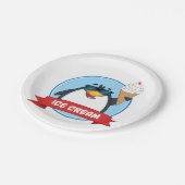 Cooler Pinguin mit Eiscreme Pappteller (Schrägansicht)